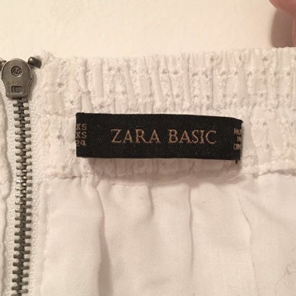 Zara Embroidered Eyelet White Cotton High-Waisted Midi A-Line Skirt, Size XS - Picture 4 of 4